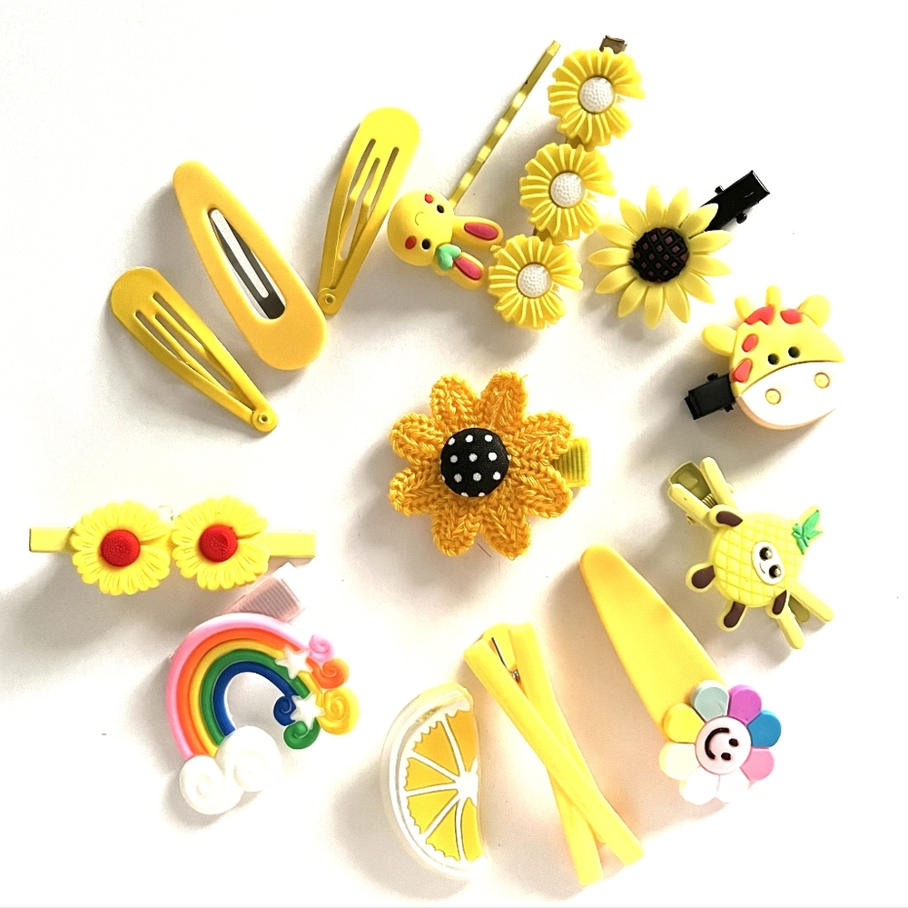 14 pcs/set Cartoon Rainbow Hair Pin Handmade for Girls Kids Hair Accesso…